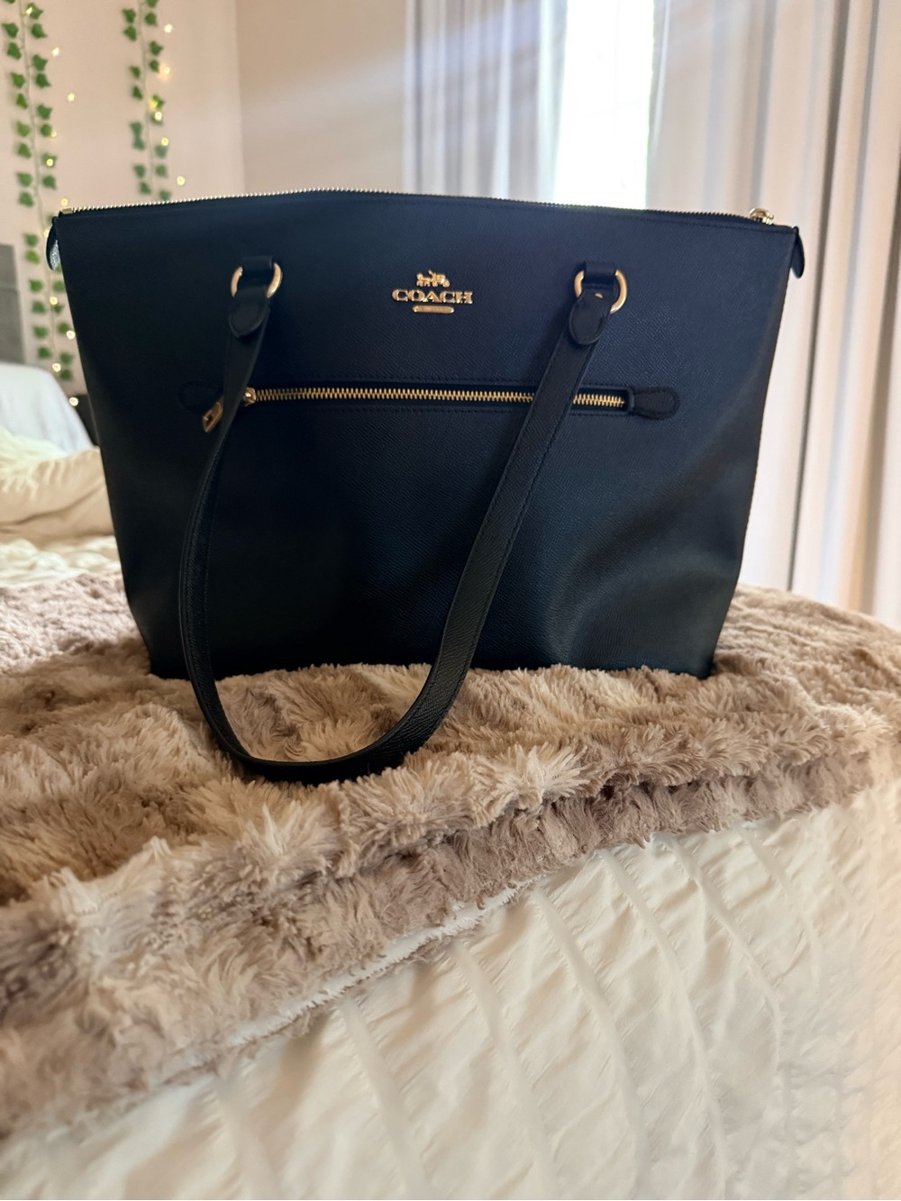Coach Black Tote with Gold Hardware